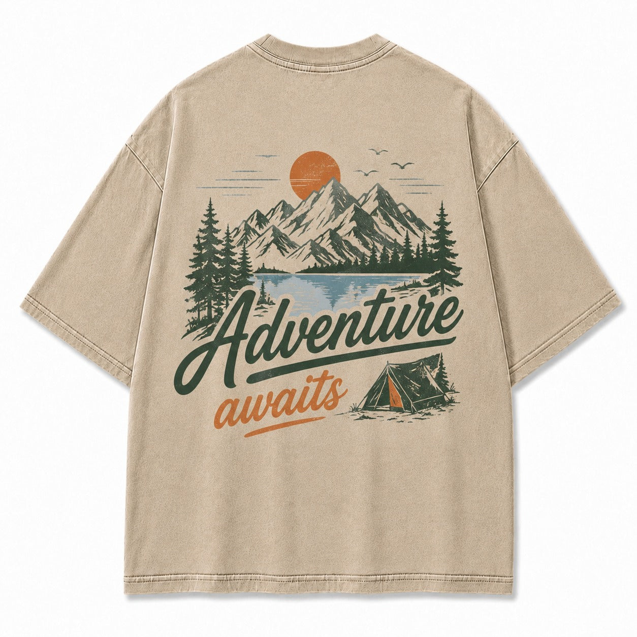 Adventure Awaits Mountain Camp Washed T-Shirt