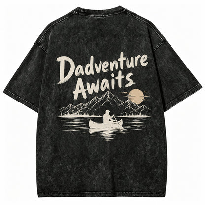 Dadventure Awaits Canoe Washed T-Shirt