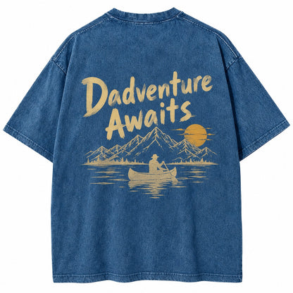 Dadventure Awaits Canoe Washed T-Shirt