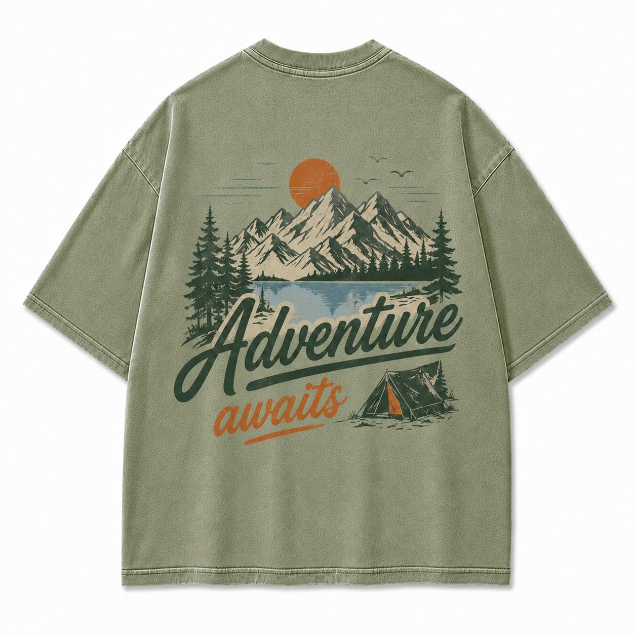 Adventure Awaits Mountain Camp Washed T-Shirt