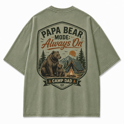 Papa Bear Camp Dad Washed T-Shirt