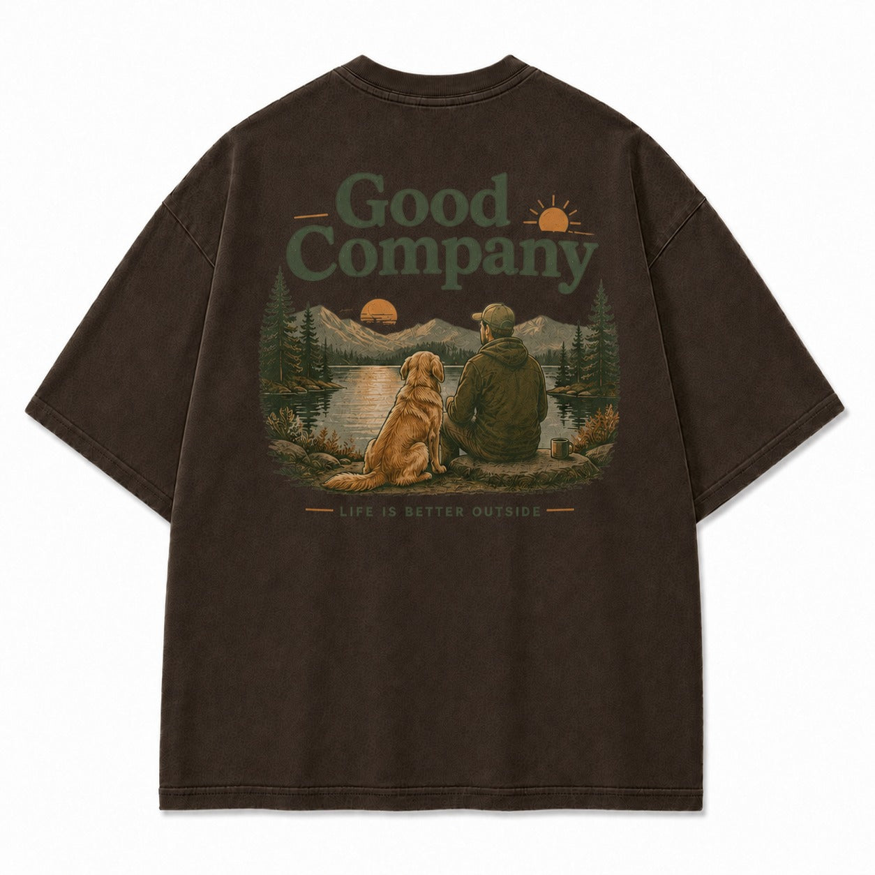 Life Feels Better Outside with Good Company Tee