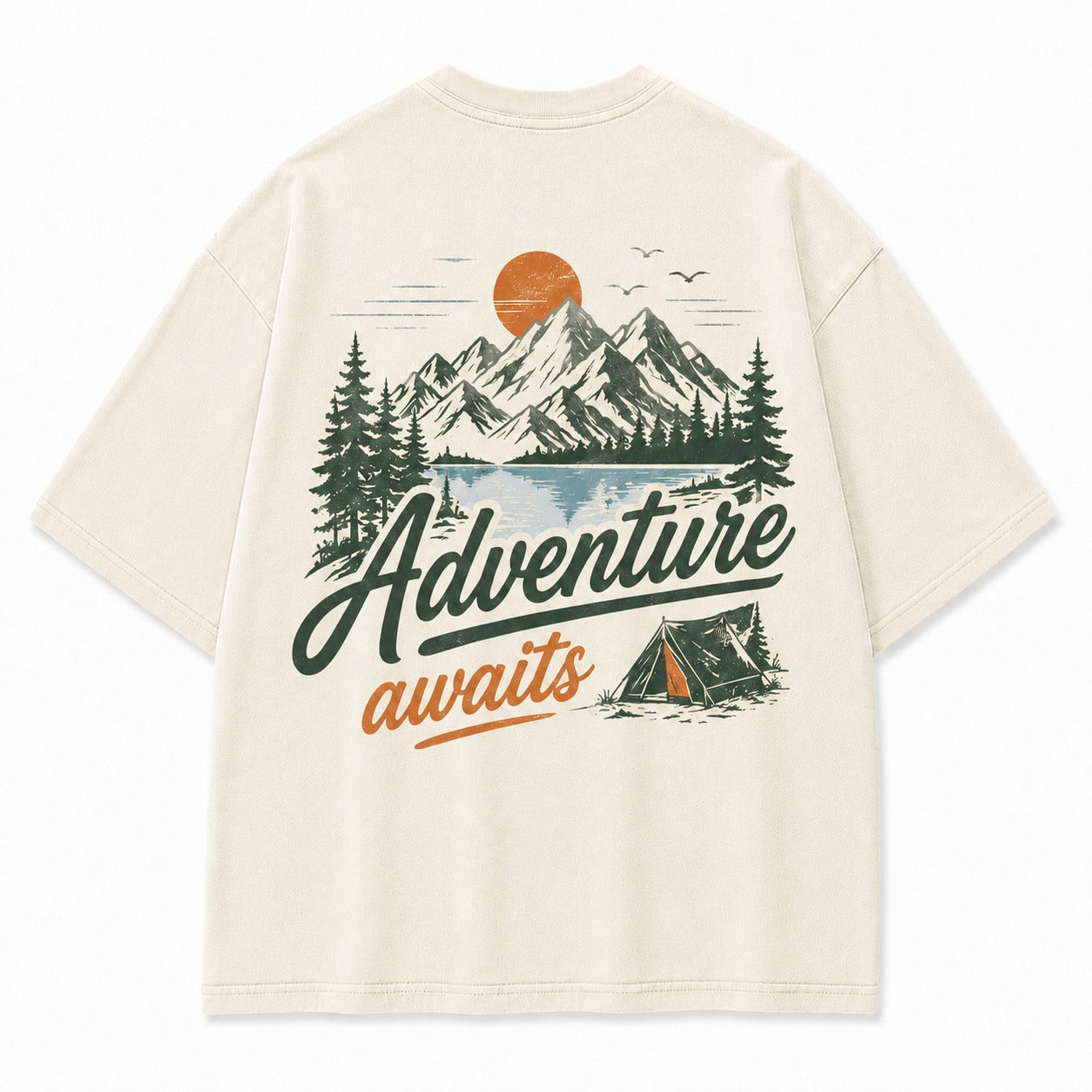 Adventure Awaits Mountain Camp Washed T-Shirt