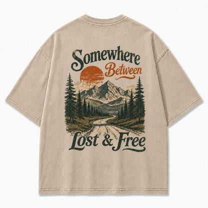 Somewhere Between Lost & Free Oversized Tee
