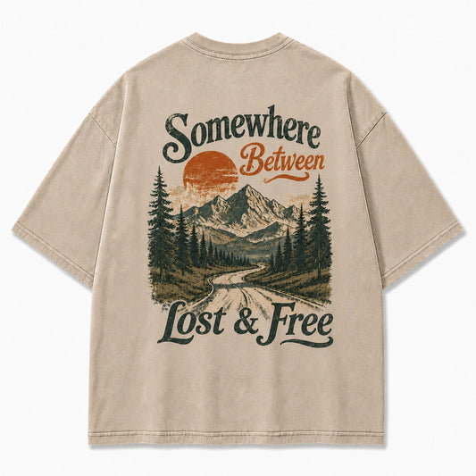 Somewhere Between Lost & Free Oversized Tee